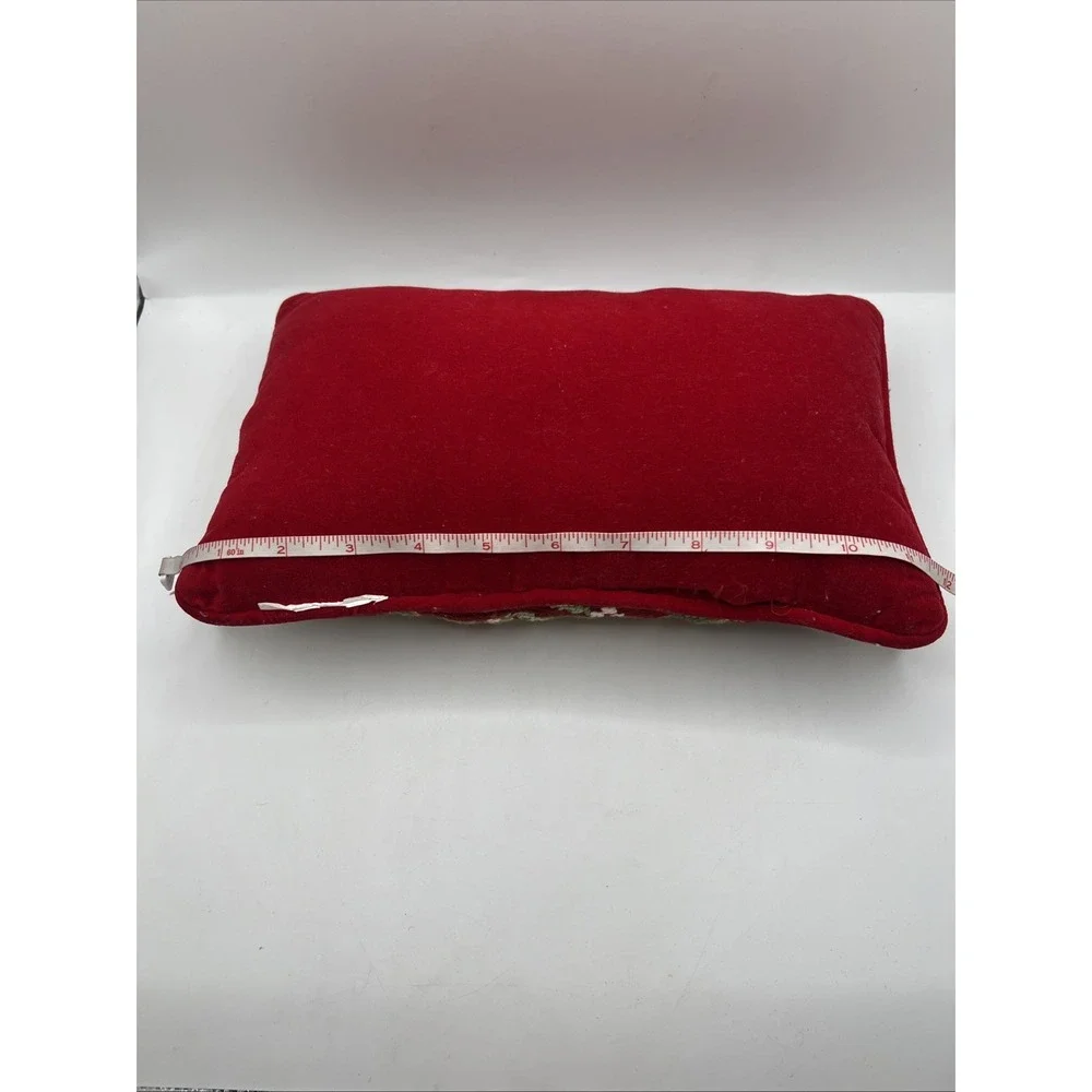 Small Needlepoint Pillow Your Friendship Is A Gift Red Velvet Back 12in x 8in